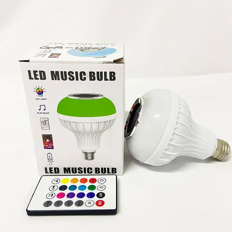 RGB Bluetooth LED Bulb with Remote Control – 2-in-1 Smart Music Speaker Light for Home Lighting & Ambience.