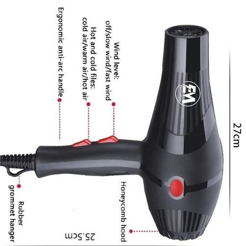 ElectroMate Blow Dryer 2200W – 3-Speed, 2-Heat Settings with Cool Shot, Ionic Technology, Nozzles & Combs | Powerful Hair Blower for Home & Salon.