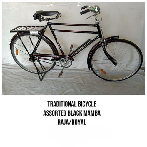 Traditional Black Mamba Raja/Royal Bicycle  28-Inch Heavy-Duty Steel Road Bike with Rear Carrier, Durable Frame & Retro Pedal Brake  Classic Commuter