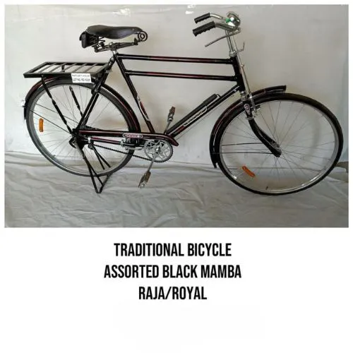 Traditional Black Mamba Raja/Royal Bicycle  28-Inch Heavy-Duty Steel Road Bike with Rear Carrier, Durable Frame & Retro Pedal Brake  Classic Commuter