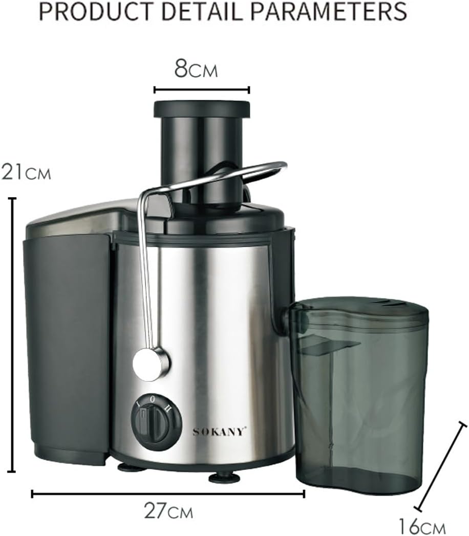 Juice Maker, Fruit & Vegetable Juicer, 800W Juice Extractor with Wide Mouth, 2-Speed Control, Easy Clean, Stainless Steel Body Sokany SK-4000