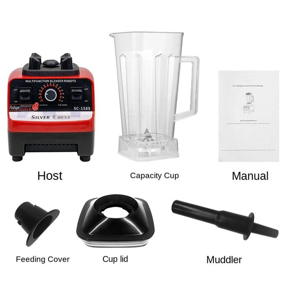 Silver Crest Blender 2L, 4500W Powerful Juice & Smoothie Maker, Ice Crusher, 15-Speed Juicer Mixer – Best for Kitchen, Commercial & Home Blending .