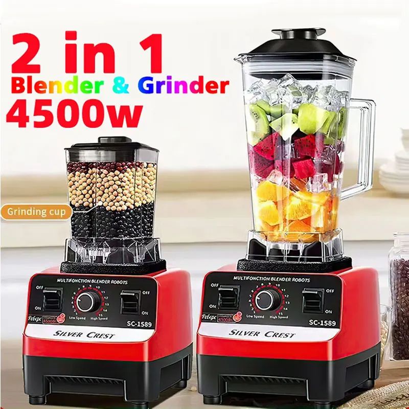 Silver Crest Blender 2L, 4500W Powerful Juice & Smoothie Maker, Ice Crusher, 15-Speed Juicer Mixer – Best for Kitchen, Commercial & Home Blending .
