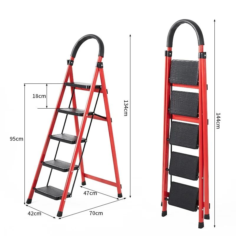 5-Step \ 6-Step Heavy Duty Metal Ladder – Non-Slip Safety Steps, Foldable Lightweight Steel Ladder for Home, Kitchen, Office, Warehouse & Outdoor Use – Easy Storage, Portable, Sturdy .