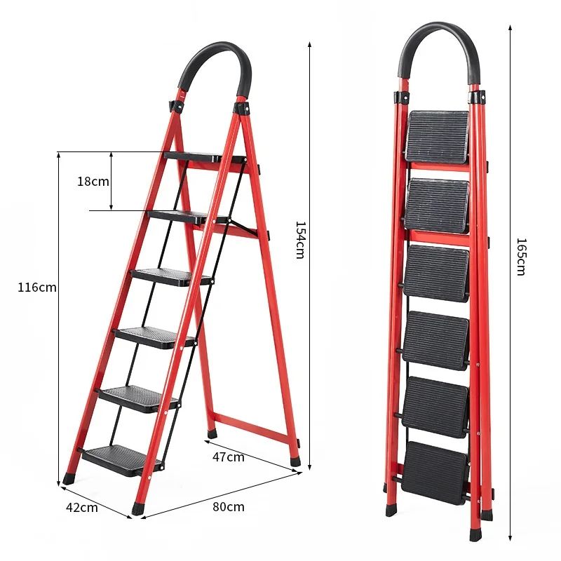 5-Step \ 6-Step Heavy Duty Metal Ladder – Non-Slip Safety Steps, Foldable Lightweight Steel Ladder for Home, Kitchen, Office, Warehouse & Outdoor Use – Easy Storage, Portable, Sturdy .