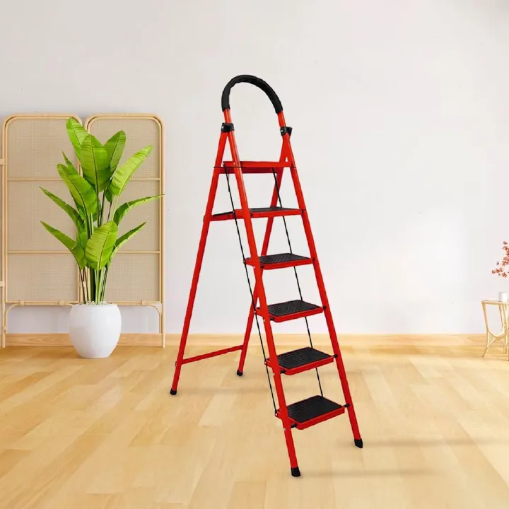 5-Step \ 6-Step Heavy Duty Metal Ladder – Non-Slip Safety Steps, Foldable Lightweight Steel Ladder for Home, Kitchen, Office, Warehouse & Outdoor Use – Easy Storage, Portable, Sturdy .