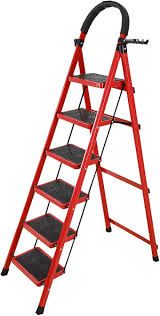 5-Step \ 6-Step Heavy Duty Metal Ladder – Non-Slip Safety Steps, Foldable Lightweight Steel Ladder for Home, Kitchen, Office, Warehouse & Outdoor Use – Easy Storage, Portable, Sturdy .