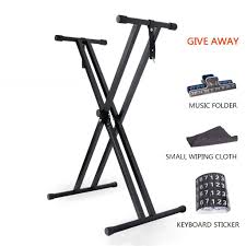 Heavy Duty Keyboard Stand for Musicians - Adjustable Height X-Type Piano Stand with Double Braces, Portable & Foldable for 49/61/88 Key Digital Keyboards