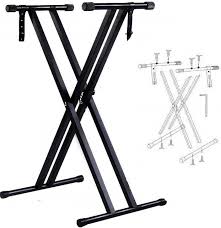 Heavy Duty Keyboard Stand for Musicians - Adjustable Height X-Type Piano Stand with Double Braces, Portable & Foldable for 49/61/88 Key Digital Keyboards