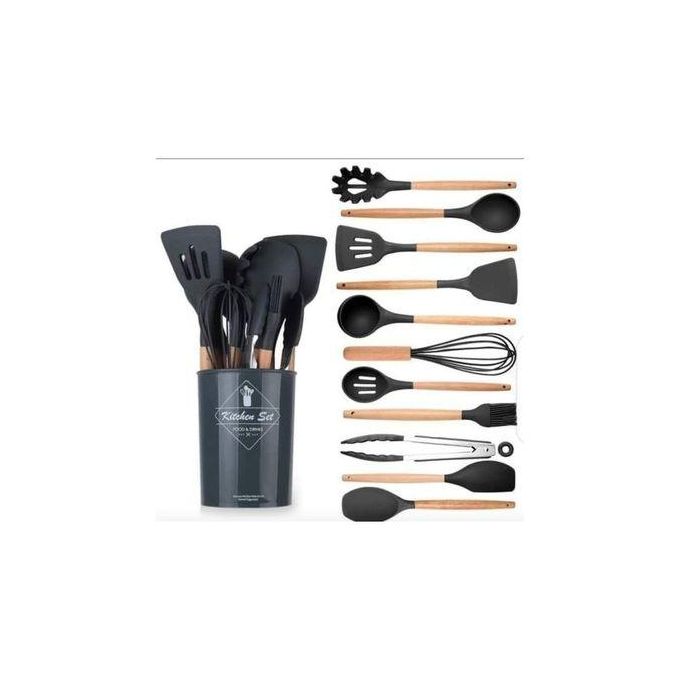 Silicone Heat Resistant Kitchen Cooking Utensils 12 Pcs Set