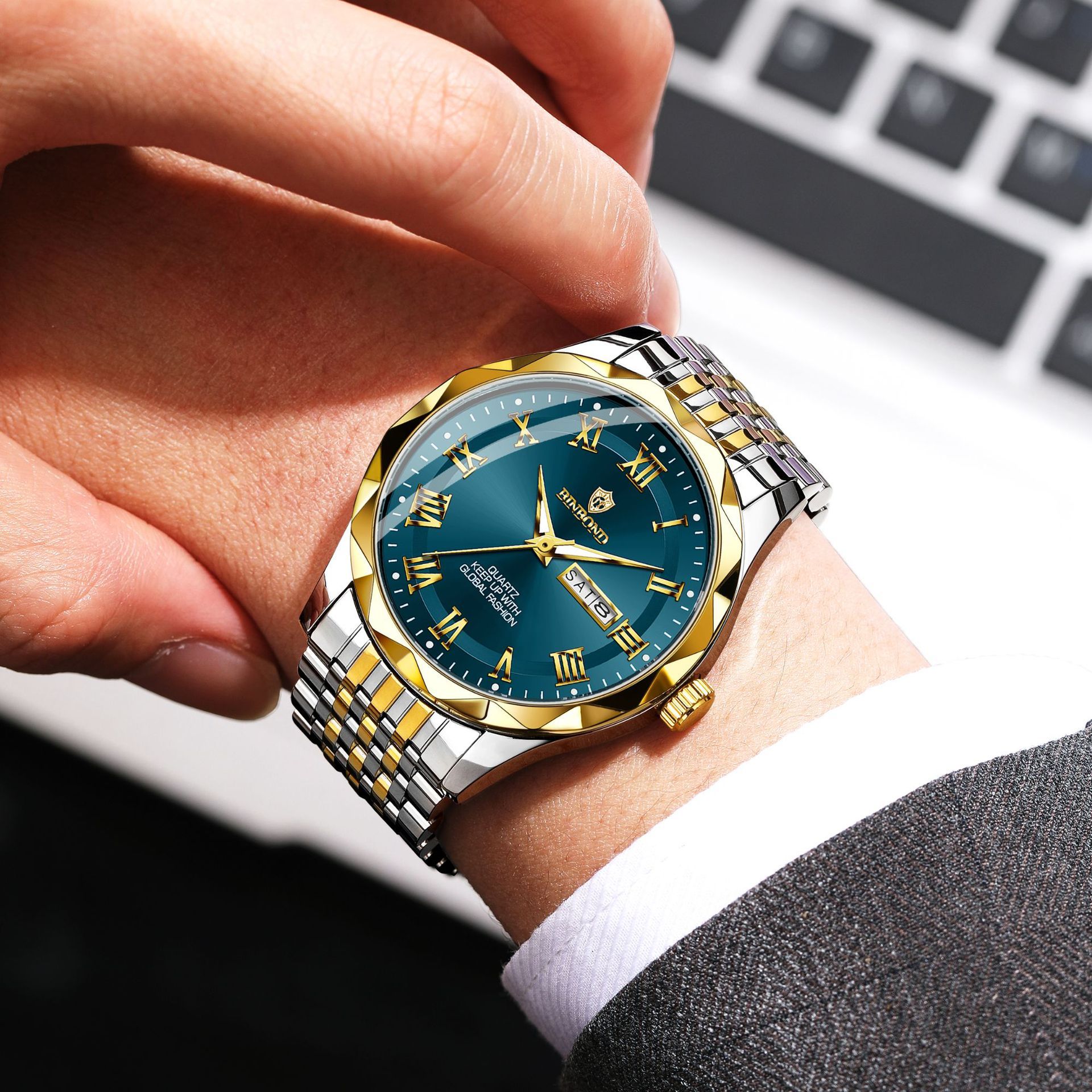 Wholesale Binbang Men's Luxury Chronograph - Viral TikTok Day-Date Waterproof Business Watch