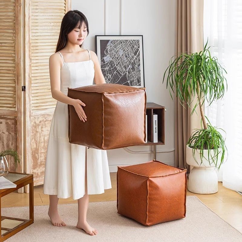 Storage Sofa Cover PU Leather Lazy Sofa Only Cover Large-sized Storage Seat Versatile and Practical