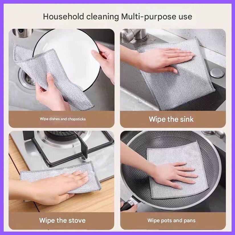 10 Piece Multifunctional Dishwashing Cloth Large Size Multi-purpose Non-Scratch Wire Dishcloth Magic Cleaning Cloth Strong Stain Removal without Damaging the Paint Surface