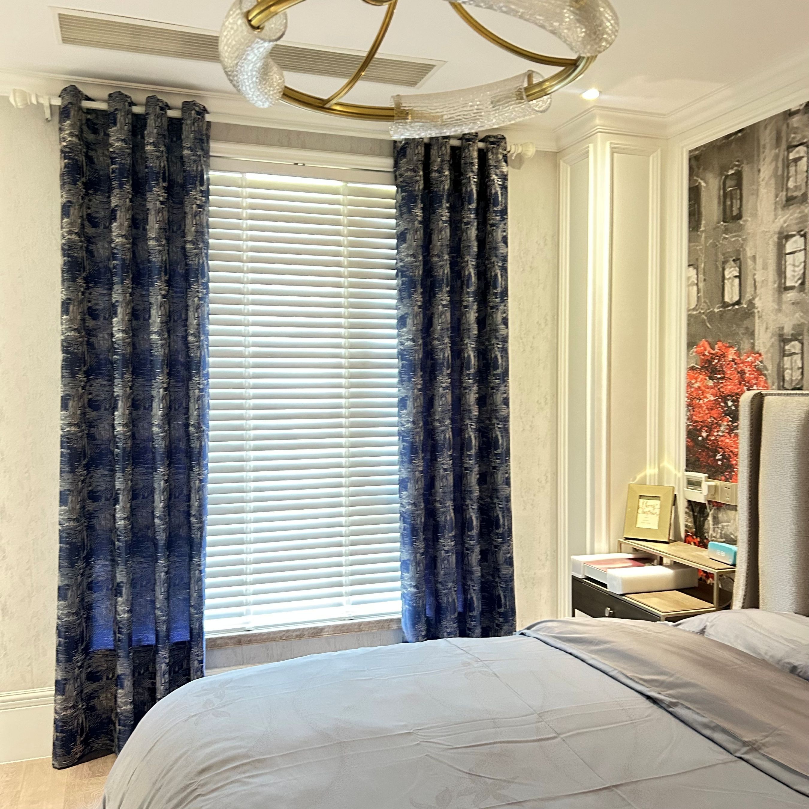 New High Luxury Blackout Geometric Curtains Sunscreen ＆Heat Insulation ＆Mosquito Prevention for Bedrooms and Living Rooms