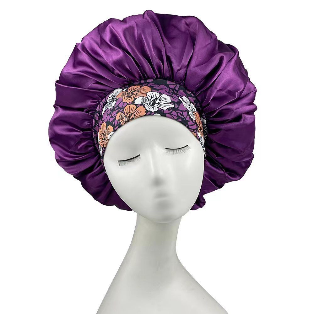 Satin Headscarf Hat Sleeping Bonnet Women Soft Elastic Band Fashion Head Scarf Night Sleep Hat Adjust Head Cover Hat Styling Accessories Wrap Silk Cap