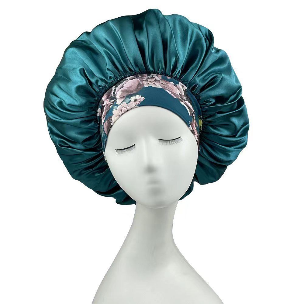 Satin Headscarf Hat Sleeping Bonnet Women Soft Elastic Band Fashion Head Scarf Night Sleep Hat Adjust Head Cover Hat Styling Accessories Wrap Silk Cap