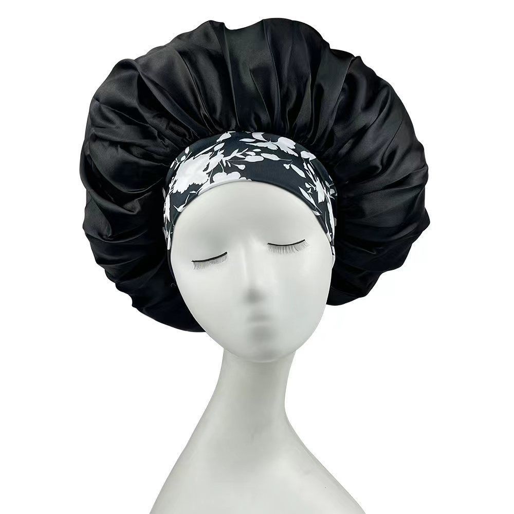 Satin Headscarf Hat Sleeping Bonnet Women Soft Elastic Band Fashion Head Scarf Night Sleep Hat Adjust Head Cover Hat Styling Accessories Wrap Silk Cap