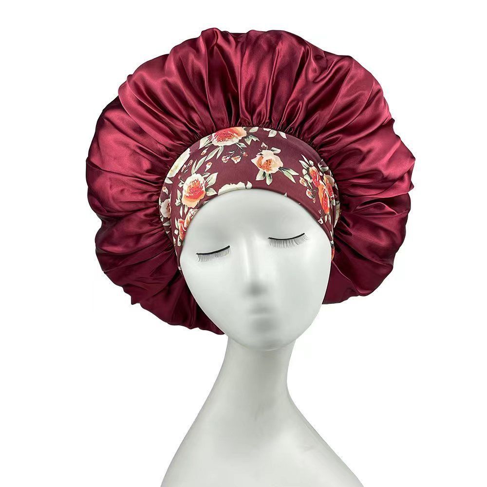 Satin Headscarf Hat Sleeping Bonnet Women Soft Elastic Band Fashion Head Scarf Night Sleep Hat Adjust Head Cover Hat Styling Accessories Wrap Silk Cap