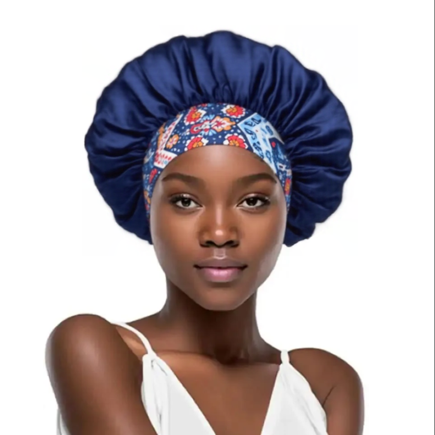Satin Headscarf Hat Sleeping Bonnet Women Soft Elastic Band Fashion Head Scarf Night Sleep Hat Adjust Head Cover Hat Styling Accessories Wrap Silk Cap