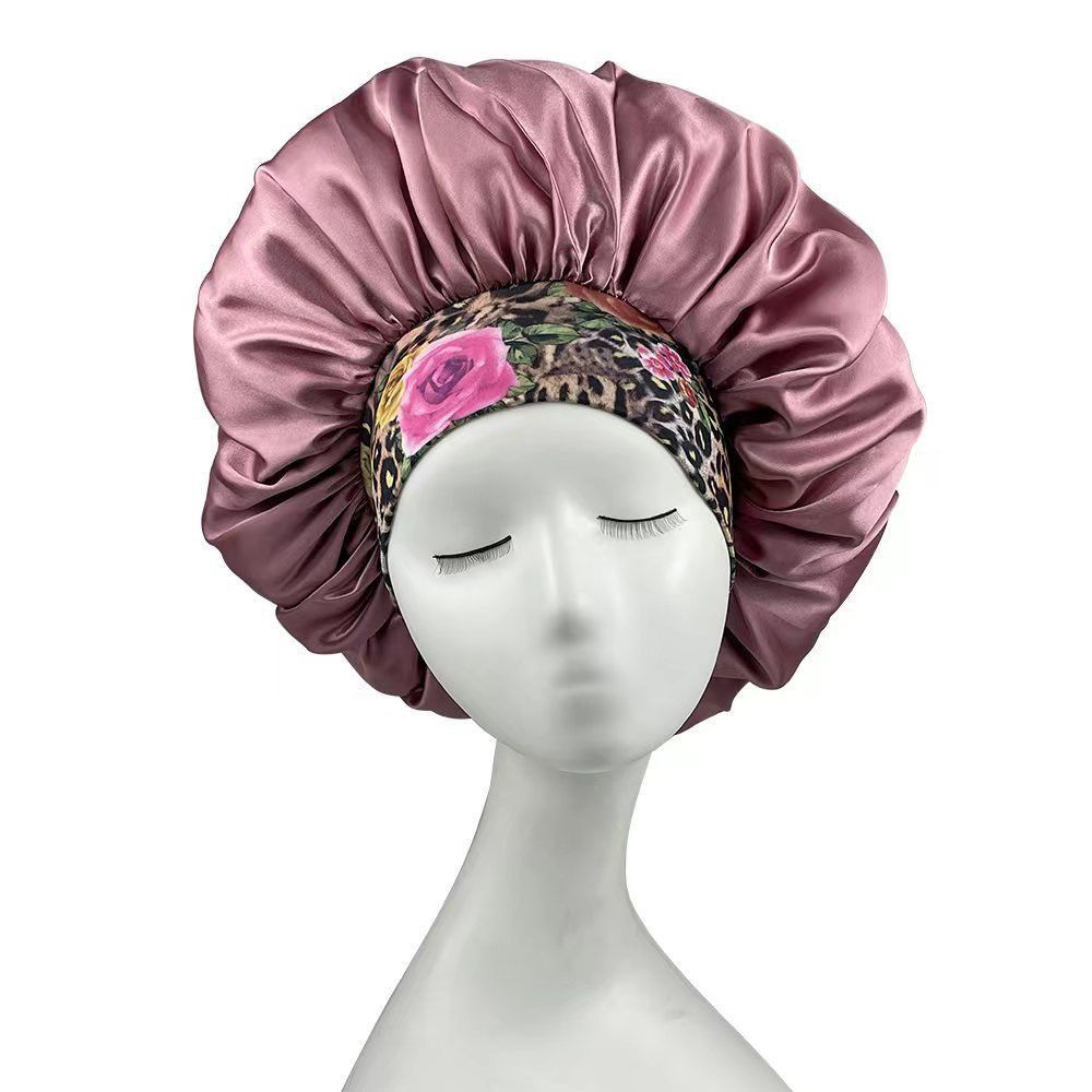 Satin Headscarf Hat Sleeping Bonnet Women Soft Elastic Band Fashion Head Scarf Night Sleep Hat Adjust Head Cover Hat Styling Accessories Wrap Silk Cap
