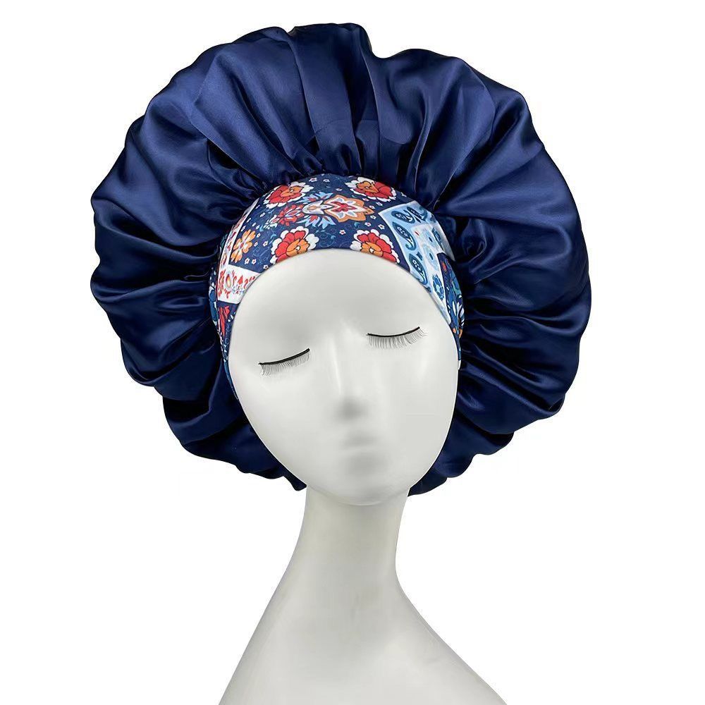 Satin Headscarf Hat Sleeping Bonnet Women Soft Elastic Band Fashion Head Scarf Night Sleep Hat Adjust Head Cover Hat Styling Accessories Wrap Silk Cap