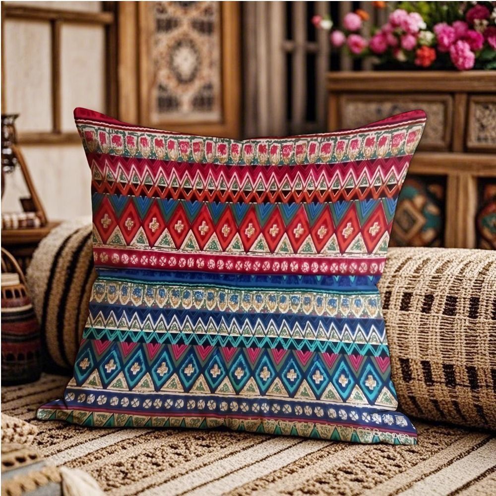 Ethnic style classical hotel coffee shop pillow cover Pillow case，CASES ONLY,Tropical Geometry Pillow Case Home Decor Sofa Living Room Throw Pillow Cover,,