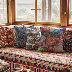 Ethnic style classical hotel coffee shop pillow cover Pillow case，CASES ONLY,Tropical Geometry Pillow Case Home Decor Sofa Living Room Throw Pillow Cover,,