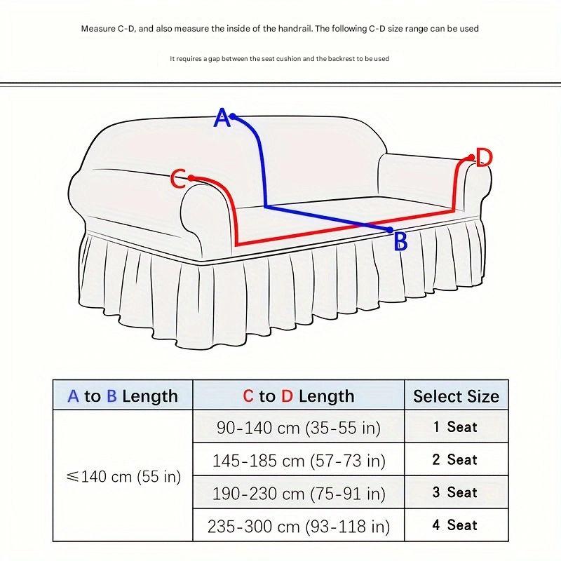 1pc Jacquard Sofa Cover with Skirt Splash Couch Cover Protector of Bench with Armrest for 1/2/3/4/Seater can be removed easily