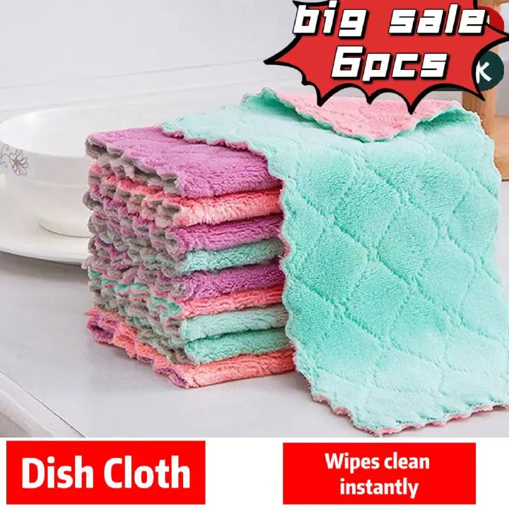 6 pcs Super Absorbent Microfiber Kitchen Dish Cloth High-efficiency Tableware Household Cleaning Towel Kitchen Tools Gadgets