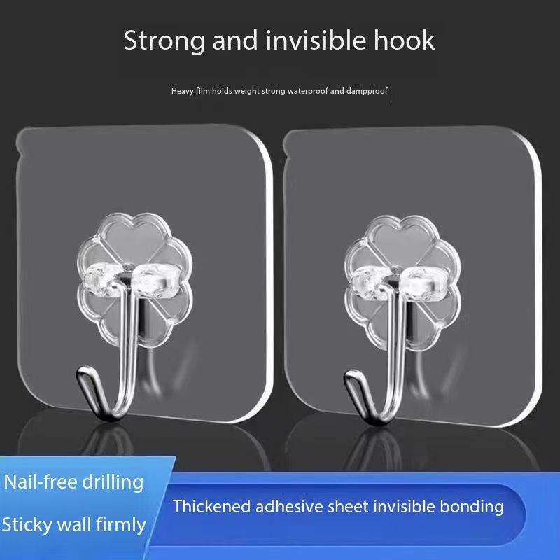 10Pcs Transparent Hooks Strong Self Adhesive Wall Hangers Suction Heavy Load Rack Punch-free Waterproof Kitchen Bathroom Hook