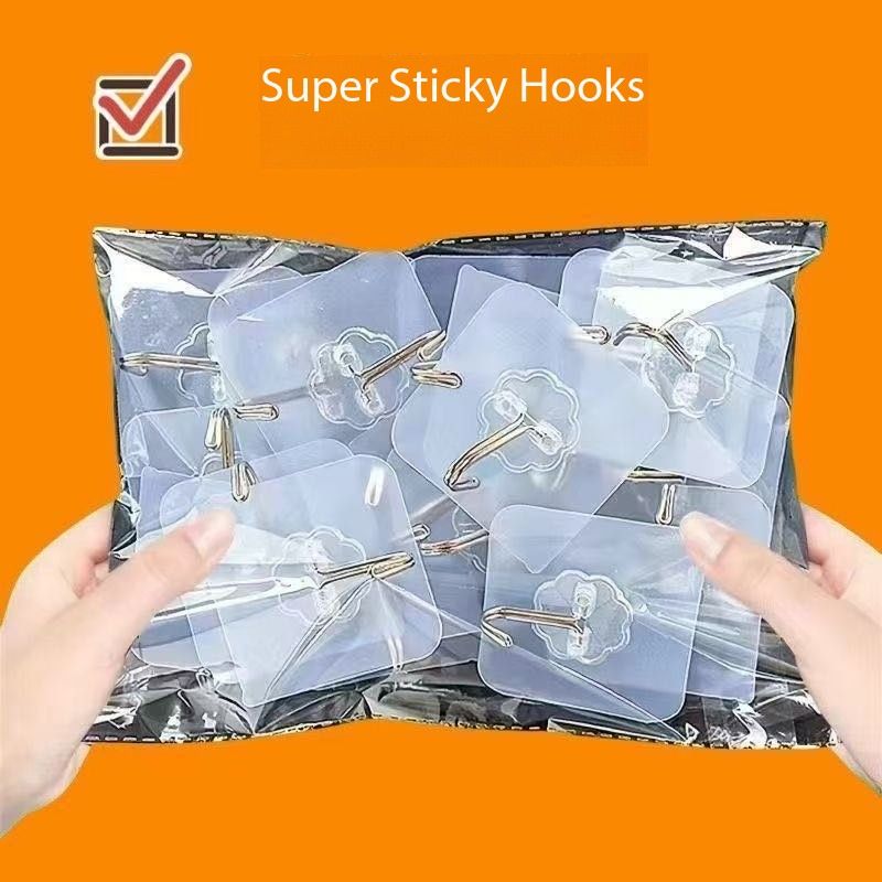 10Pcs Transparent Hooks Strong Self Adhesive Wall Hangers Suction Heavy Load Rack Punch-free Waterproof Kitchen Bathroom Hook