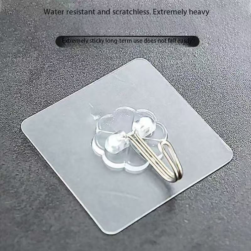 10Pcs Transparent Hooks Strong Self Adhesive Wall Hangers Suction Heavy Load Rack Punch-free Waterproof Kitchen Bathroom Hook