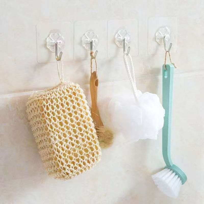 10Pcs Transparent Hooks Strong Self Adhesive Wall Hangers Suction Heavy Load Rack Punch-free Waterproof Kitchen Bathroom Hook