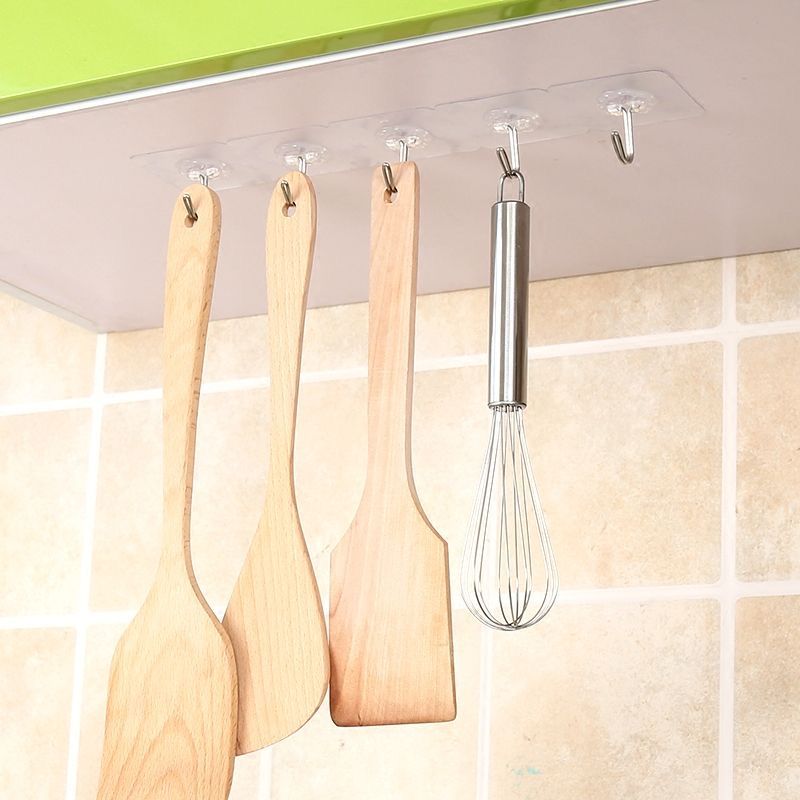 10Pcs Transparent Hooks Strong Self Adhesive Wall Hangers Suction Heavy Load Rack Punch-free Waterproof Kitchen Bathroom Hook