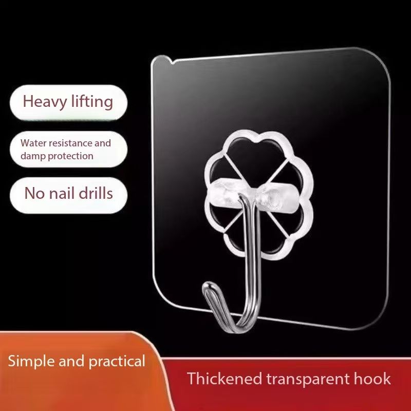 10Pcs Transparent Hooks Strong Self Adhesive Wall Hangers Suction Heavy Load Rack Punch-free Waterproof Kitchen Bathroom Hook