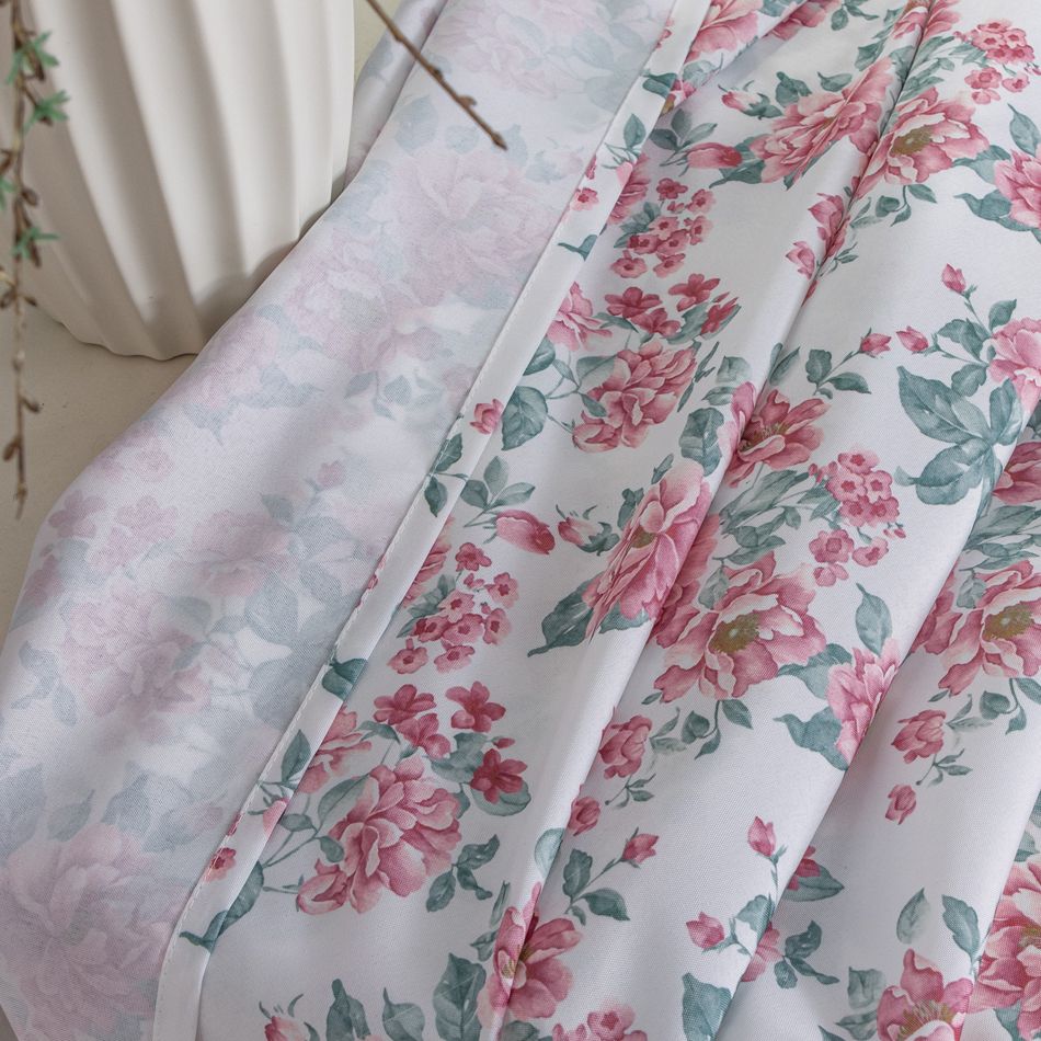 Curtain Fashion Home Decorations Pink Flower 3D Printed Semi Shading Printing Curtains 1 Piece Bedroom Living Room Partition Washable 1.4m*2.6m*1pc