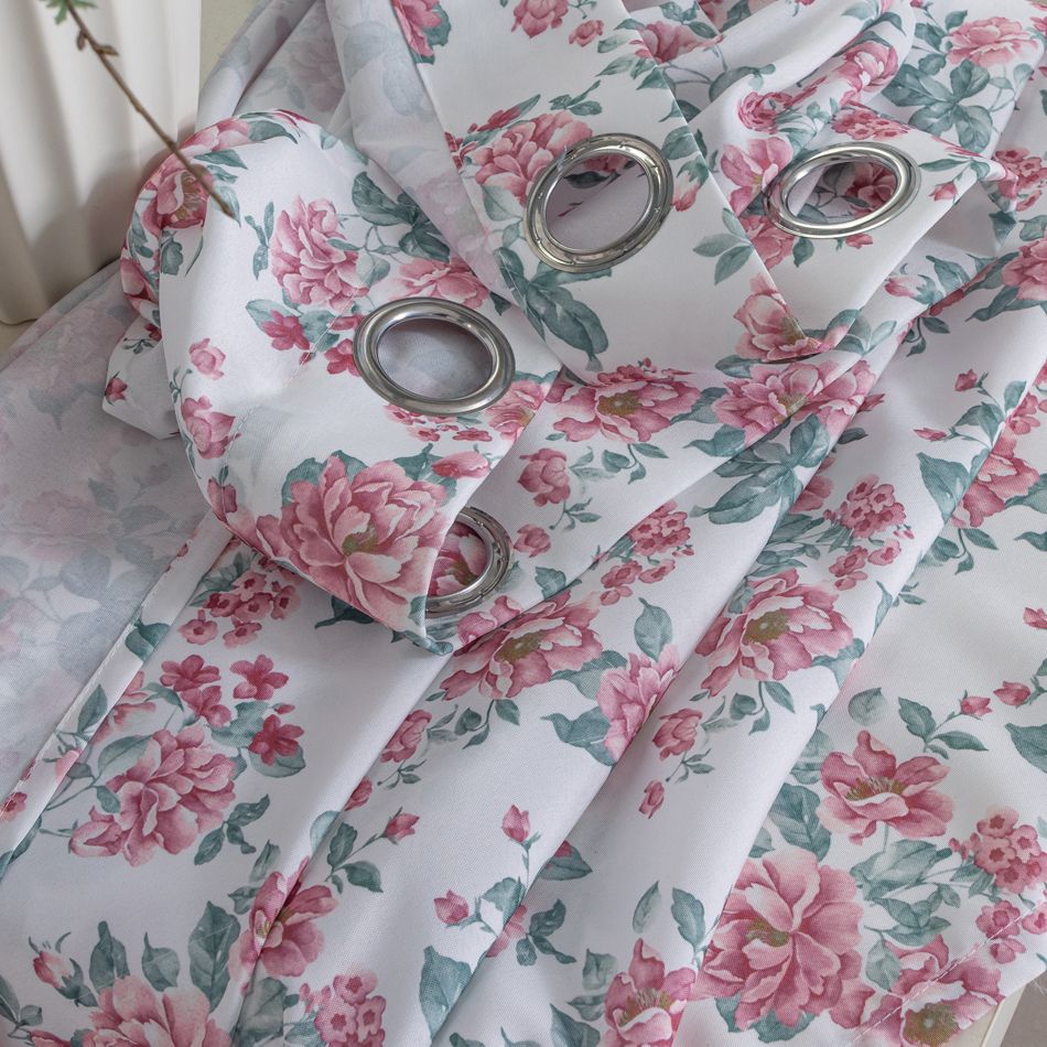 Curtain Fashion Home Decorations Pink Flower 3D Printed Semi Shading Printing Curtains 1 Piece Bedroom Living Room Partition Washable 1.4m*2.6m*1pc