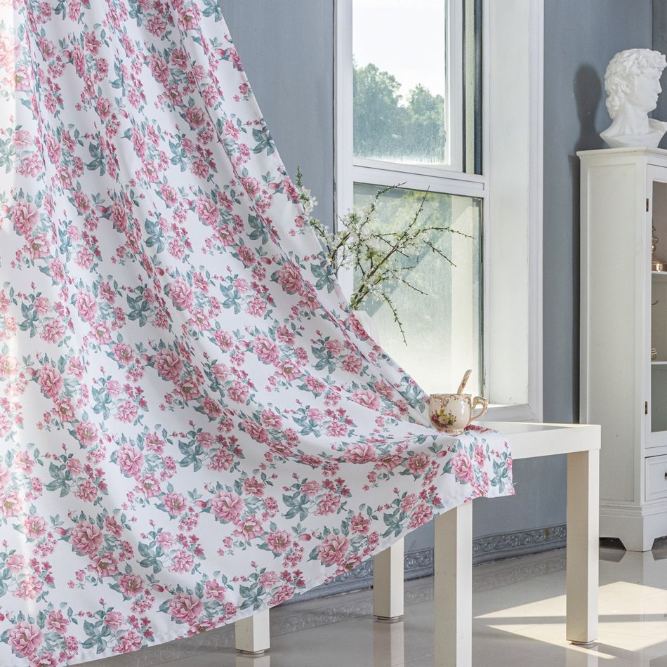 Curtain Fashion Home Decorations Pink Flower 3D Printed Semi Shading Printing Curtains 1 Piece Bedroom Living Room Partition Washable 1.4m*2.6m*1pc