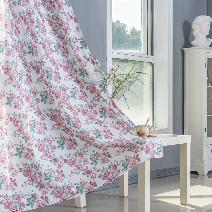 Curtain Fashion Home Decorations Pink Flower 3D Printed Semi Shading Printing Curtains 1 Piece Bedroom Living Room Partition Washable 1.4m*2.6m*1pc
