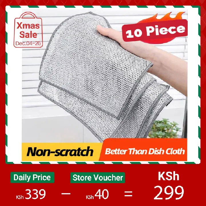 10 Piece Multifunctional Dishwashing Cloth Large Size Multi-purpose Non-Scratch Wire Dishcloth Magic Cleaning Cloth Strong Stain Removal without Damaging the Paint Surface
