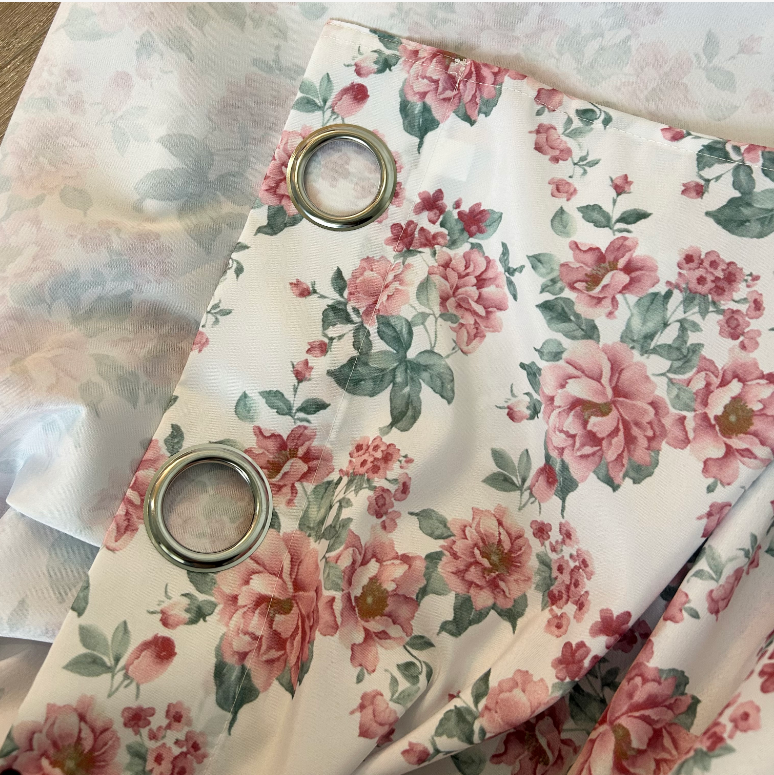 Curtain Fashion Home Decorations Pink Flower 3D Printed Semi Shading Printing Curtains 1 Piece Bedroom Living Room Partition Washable 1.4m*2.6m*1pc