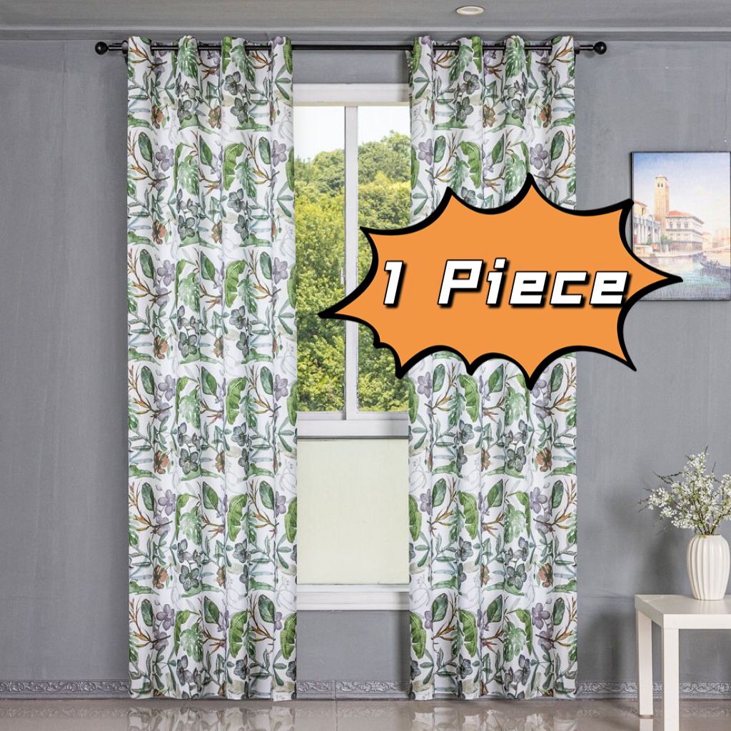 Curtain Scandinavian Style Tropical Monstera Pattern Drapes 1 Piece Home Oasis Semi Shading Printing Curtains Bedroom Living Room Partition Washable 1.4m*2.6m*1pc