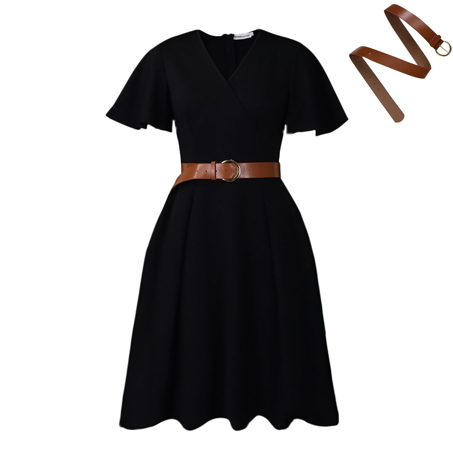 New Product Selection D3333 Cross border European and American Women's Summer New V-neck Trumpet Sleeves Casual A-line Skirt with Pockets African Dress