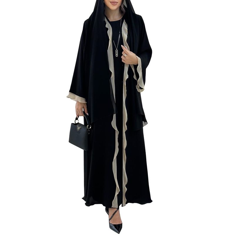 New products preferred MQ179 modest Türkiye ins High fashion ruffle decorated Muslim dress Abaya cardigan