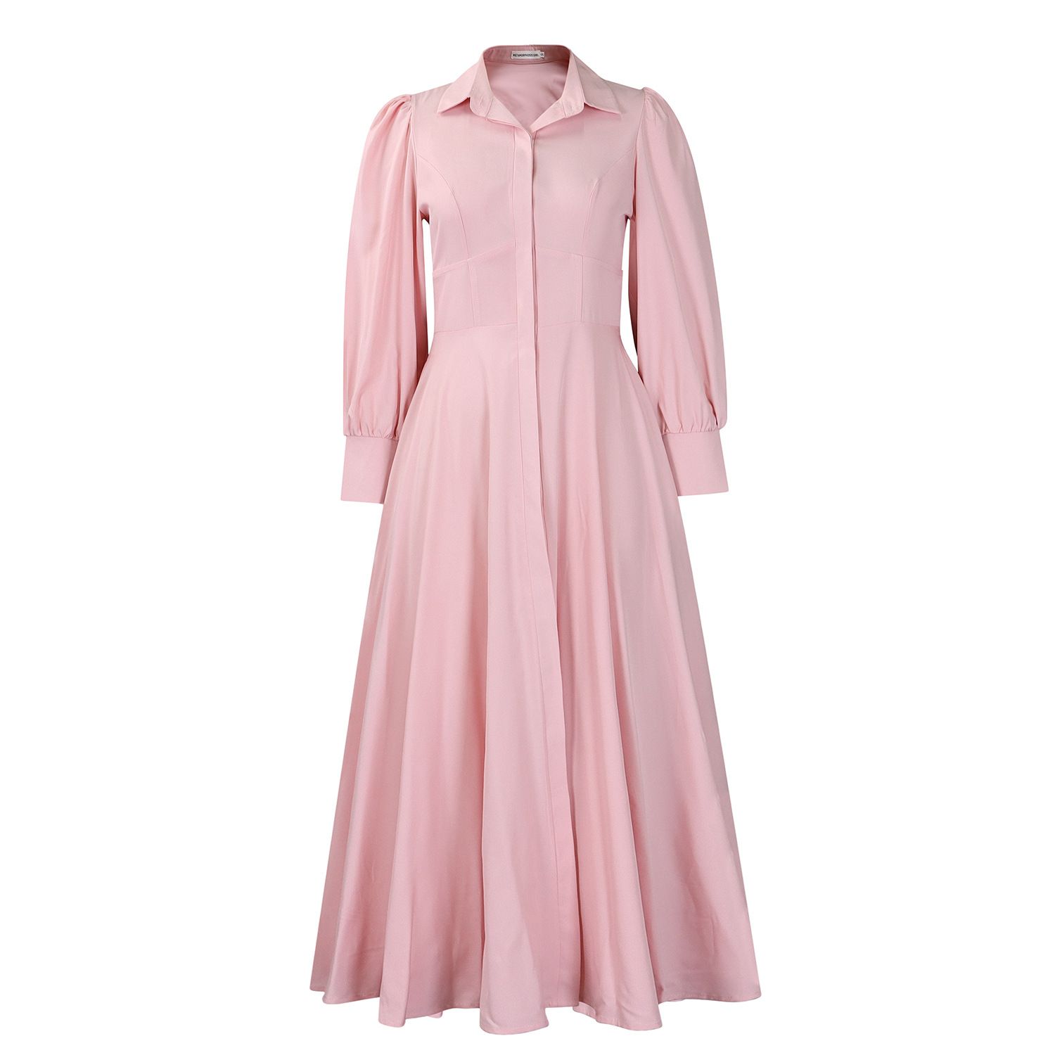 New product selection: D570 cross-border women's elegant long sleeved dress with a large display, including shirt and skirt, fashionable solid color, medium to long African dress