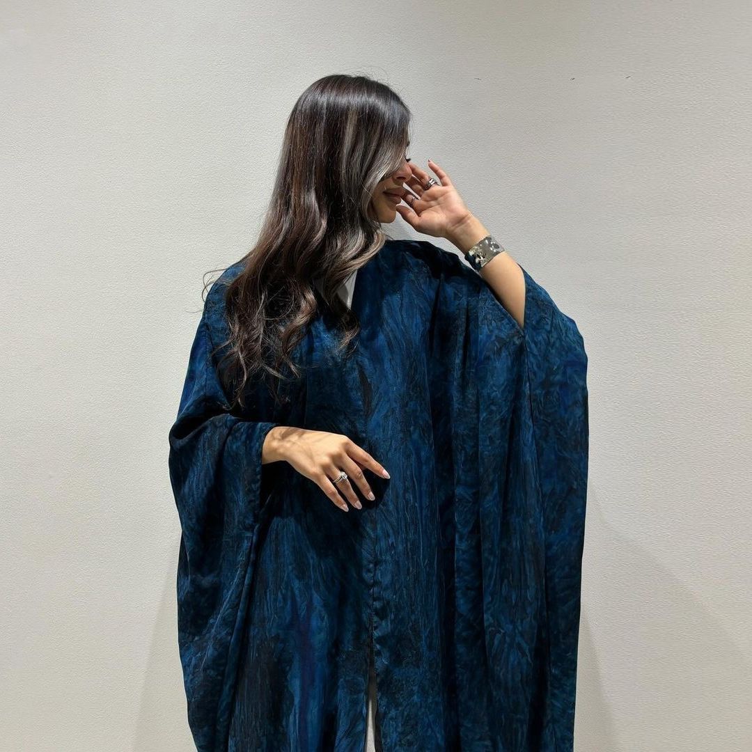 New product selection MQ162 modest chiffon printing fashionable temperament elegant atmosphere tie dyed cardigan long Türkiye new dress
