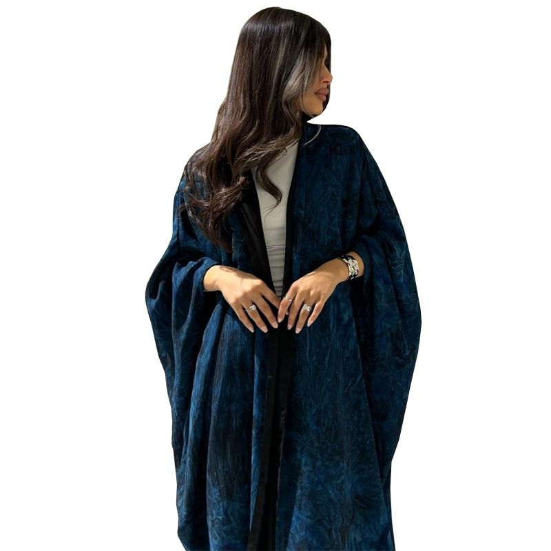 New product selection MQ162 modest chiffon printing fashionable temperament elegant atmosphere tie dyed cardigan long Türkiye new dress