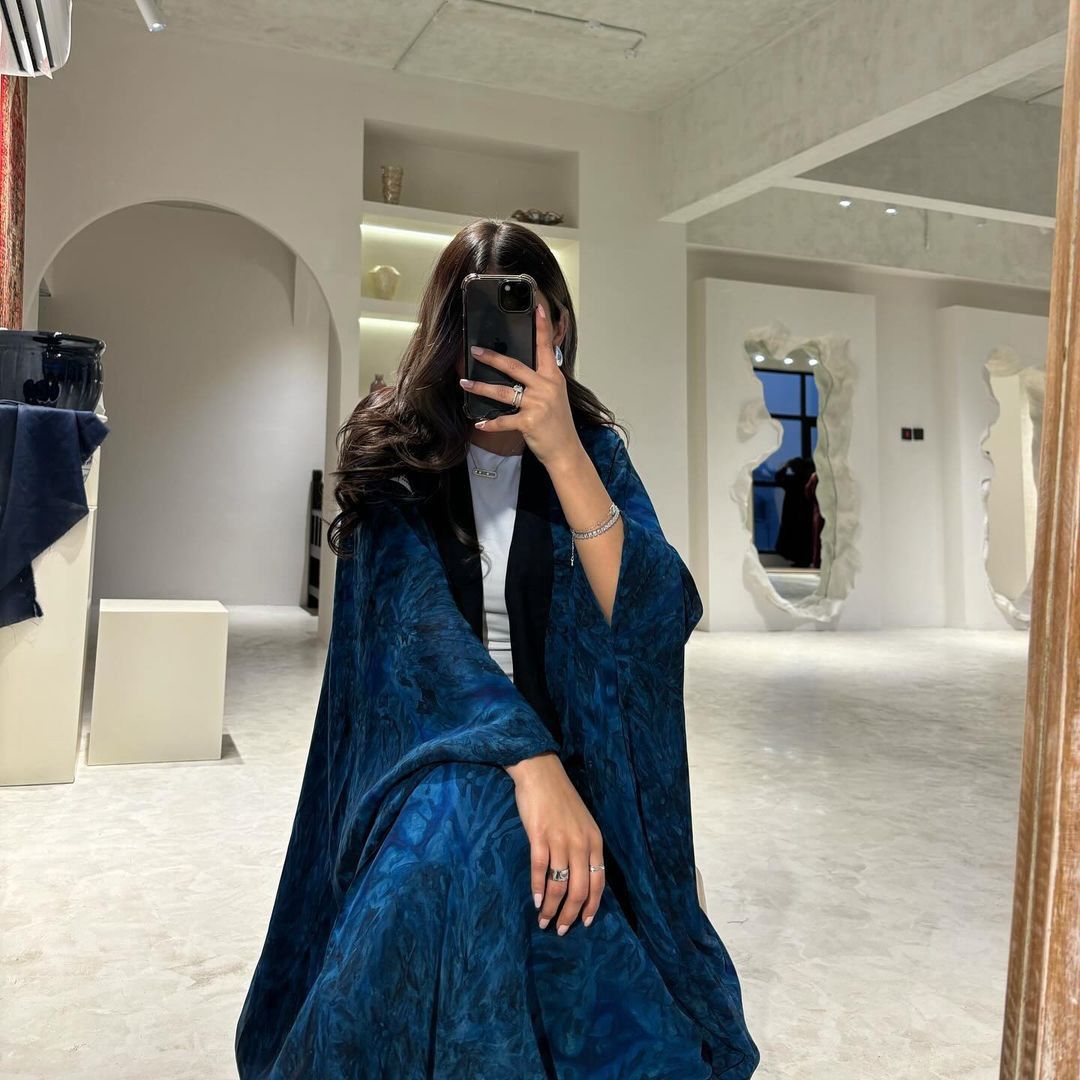 New product selection MQ162 modest chiffon printing fashionable temperament elegant atmosphere tie dyed cardigan long Türkiye new dress