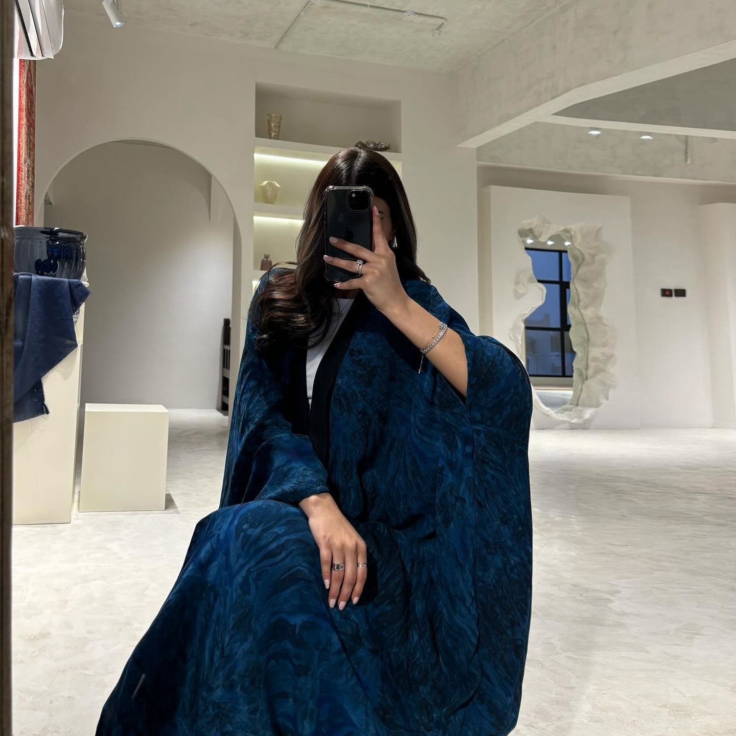 New product selection MQ162 modest chiffon printing fashionable temperament elegant atmosphere tie dyed cardigan long Türkiye new dress