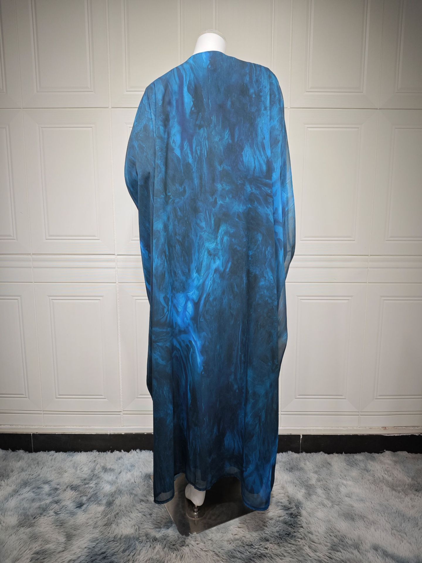 New product selection MQ162 modest chiffon printing fashionable temperament elegant atmosphere tie dyed cardigan long Türkiye new dress